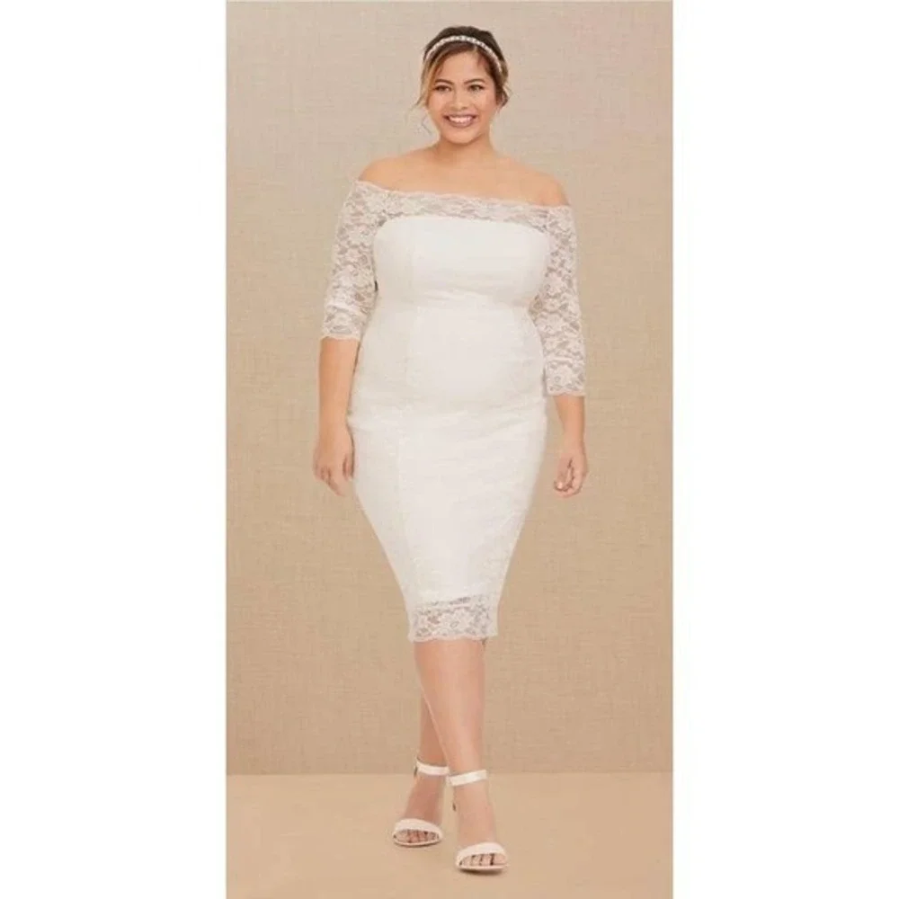 torrid white lace dress Plus Size - Ivory Lace A-line Boho Wedding Dress